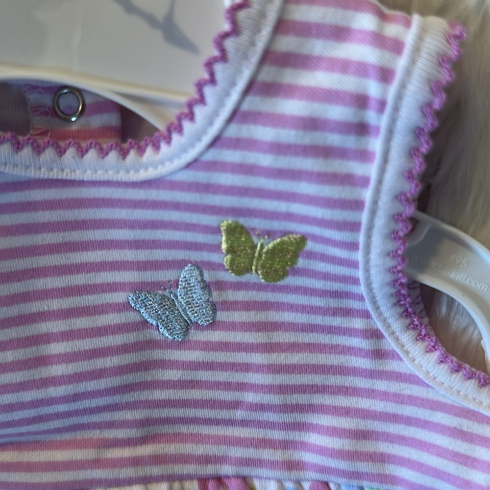 Little Me Pink and White Baby Dress with Butterfly Print - Picture 4 of 7